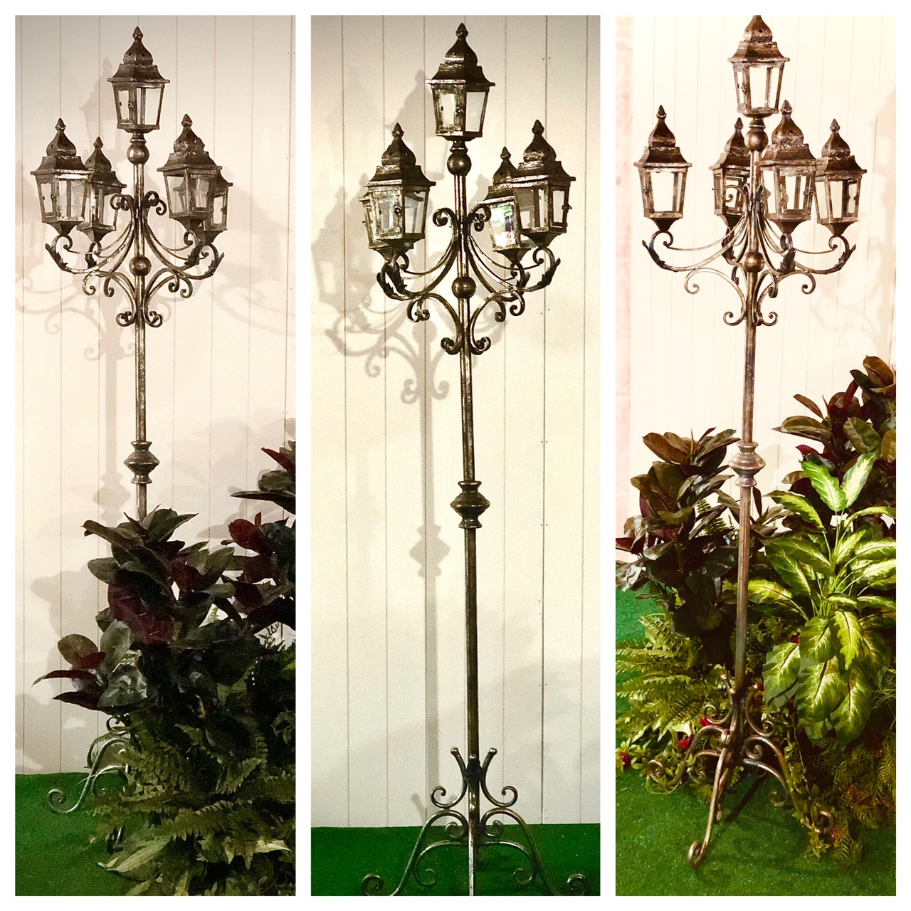 French  Street Lantern - Frosted Silver or Gold - Event Rentals - Tall Standing Lantern Prom Rental